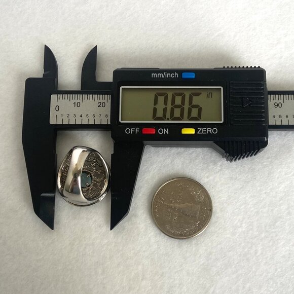 Sterling Silver 925 Round Blue Topaz Scrollwork Wide Band Statement Ring Sz 5.75 - Picture 14 of 16